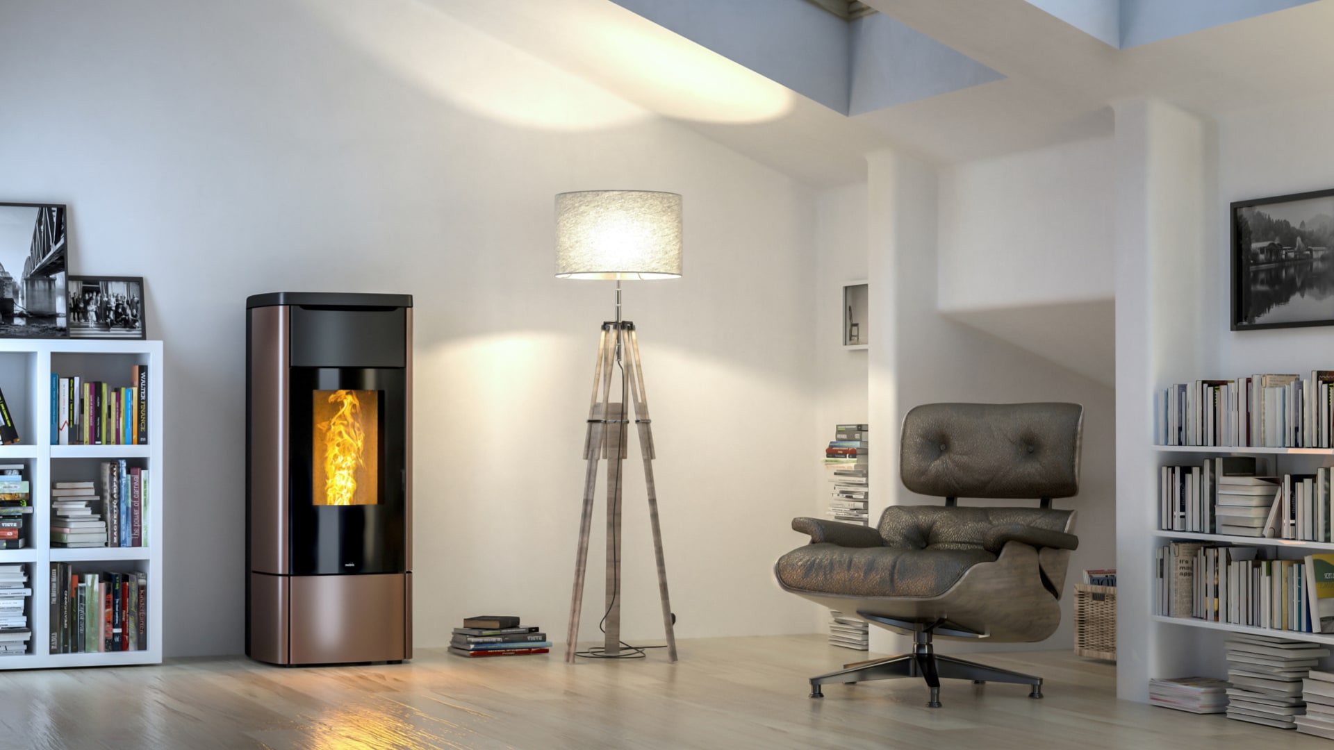 Stufa a pellet a convezione naturale, ventilazione frontale e doppia canalizzazione posteriore diametro 60 (opzionale)